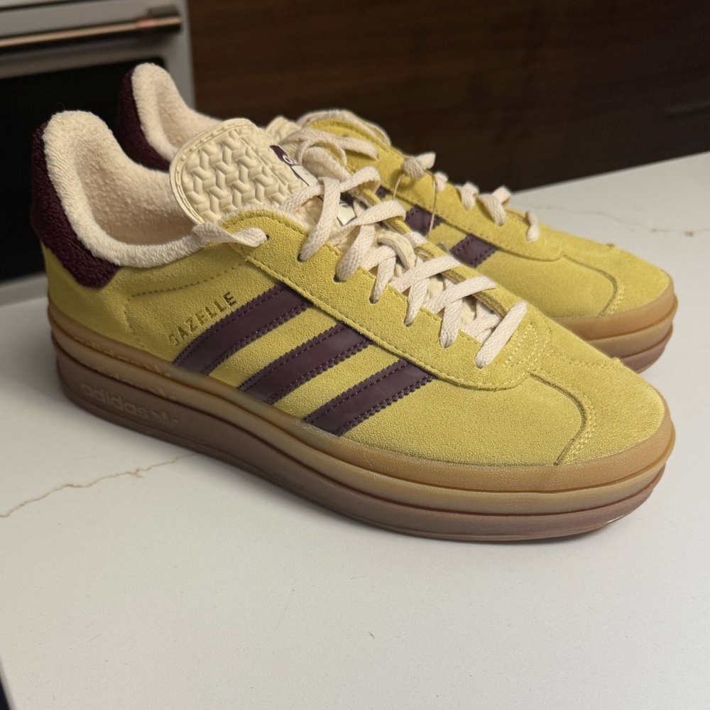 adidas Originals Women's Gazelle Bold Shoes Maroon/Yellow
